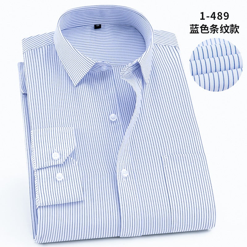 Grey long sleeve mens professional shirt tooling 2021 new spring and autumn middle-aged business cotton shirt mens work clothes wholesale 1-490  - Image 2