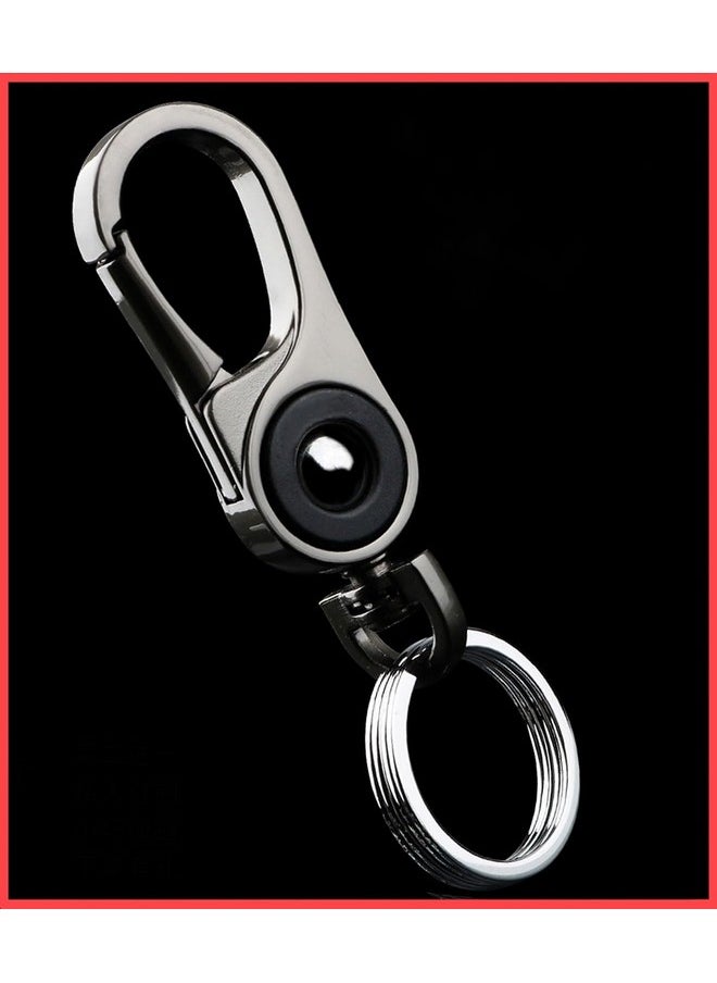 wolpin - wolpin 1 Pc Metal Keyring & Keychain For Car, Double Pendant Ring Keychain Home Key Student Bag Stylish, Silver - Image 1