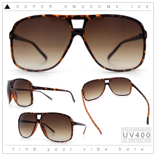 SA106 Oversize Large Thin Plastic Racer Mens Sport Sunglasses Tortoise - Gradient Brown - Image 4