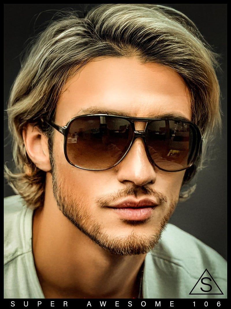 SA106 Oversize Large Thin Plastic Racer Mens Sport Sunglasses Tortoise - Gradient Brown - Image 3