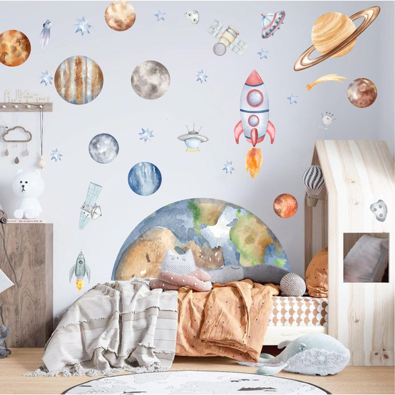 VANGNING Space Wall Stickers - Solar Planets Wall Stickers Boys, Outspace Themed Wall Decal Baby Nursery and Children's Rooms,Toddler Room Wall Art Decals - Image 4