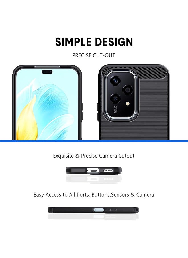 RUGGED SHIELD Honor 200 Lite Back Cover, Brushed Carbon Fiber Texture, Flexible TPU Shockproof Protection Bumper Phone Case, Slim Case Cover for Honor 200 LITE 5G 6.7 inch, Black  - Image 2
