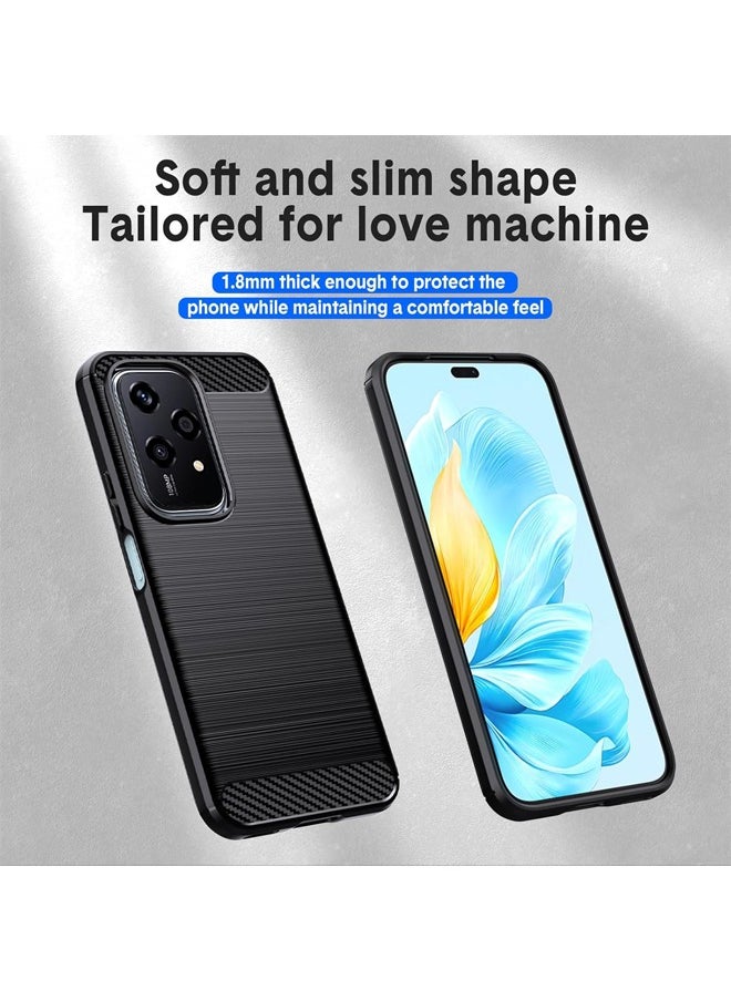 RUGGED SHIELD Honor 200 Lite Back Cover, Brushed Carbon Fiber Texture, Flexible TPU Shockproof Protection Bumper Phone Case, Slim Case Cover for Honor 200 LITE 5G 6.7 inch, Black  - Image 5