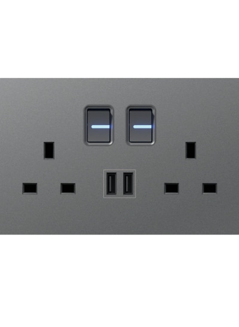 Foreign trade rocker switch socket (146 type two-position switch with two-position 13A socket + 2USB) 