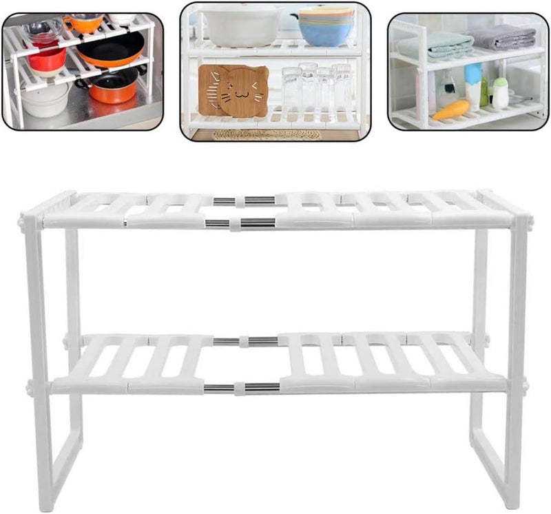 FITTO Under Sink Storage Rack – Adjustable Multi-Layer Shelf Organizer, Durable Space-Saving Storage Shelf for Kitchen, Bathroom, or Laundry Room – Heavy-Duty, Rust-Resistant, Easy Assembly - Image 3