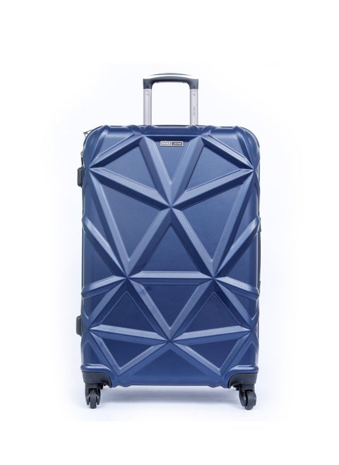 Matrix 24-Inch Medium ABS Hard Case Checked-In Luggage Trolley Bag with 8 Spinner Wheels and Lock – Navy Blue