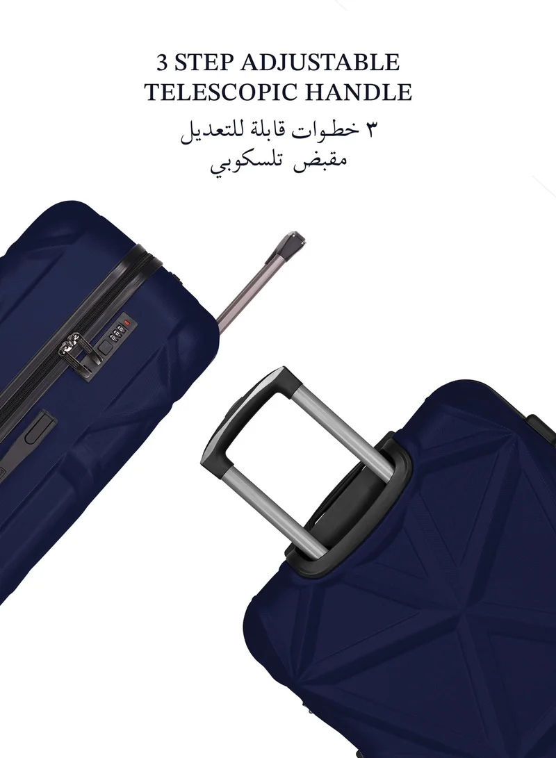 بارا جون Matrix 24-Inch Medium ABS Hard Case Checked-In Luggage Trolley Bag with 8 Spinner Wheels and Lock – Navy Blue