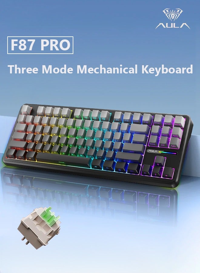 AULA F87 Pro Keyboard, Tri-Mode Bluetooth/2.4GHz/USB-C Gasket Hot Swappable Custom Mechanical Keyboard, Pre-lubed Reaper Switch, Side Printed PBT Keycaps 75% TKL Wireless RGB Backlit Gaming Keyboard - Image 1