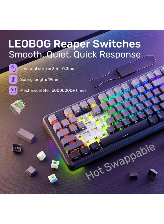 AULA F87 Pro Keyboard, Tri-Mode Bluetooth/2.4GHz/USB-C Gasket Hot Swappable Custom Mechanical Keyboard, Pre-lubed Reaper Switch, Side Printed PBT Keycaps 75% TKL Wireless RGB Backlit Gaming Keyboard - Image 5