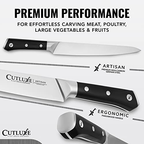 Cutluxe Turkey Carving Knife Set Carving Fork & Knife for Meat, BBQ, Brisket Razor Sharp Premium German Steel Full Tang, Ergonomic Handle Artisan Series - Image 2