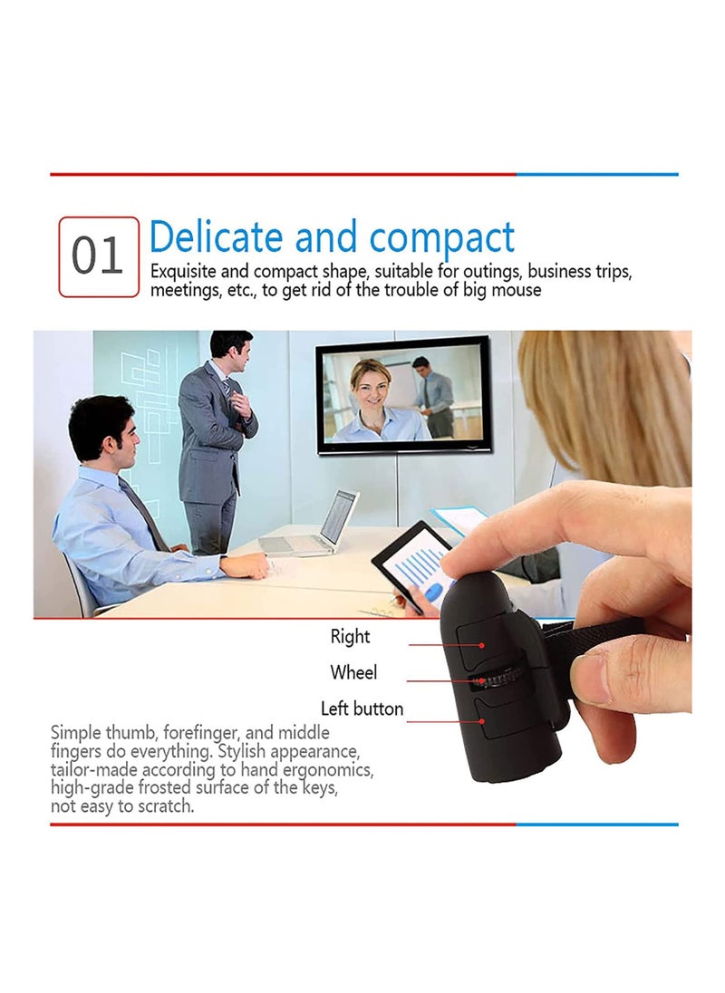 Finger Ring Mouse, Mini Bluetooth Wireless Finger Ring Mouse, 2.4GHz Lazy Finger Rings Optical Mouse, Photoelectric Resolution 1600DPI, for Computer, Laptop, Tablet