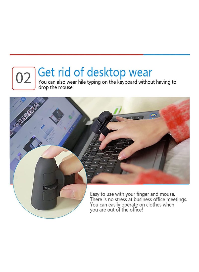 Finger Ring Mouse, Mini Bluetooth Wireless Finger Ring Mouse, 2.4GHz Lazy Finger Rings Optical Mouse, Photoelectric Resolution 1600DPI, for Computer, Laptop, Tablet