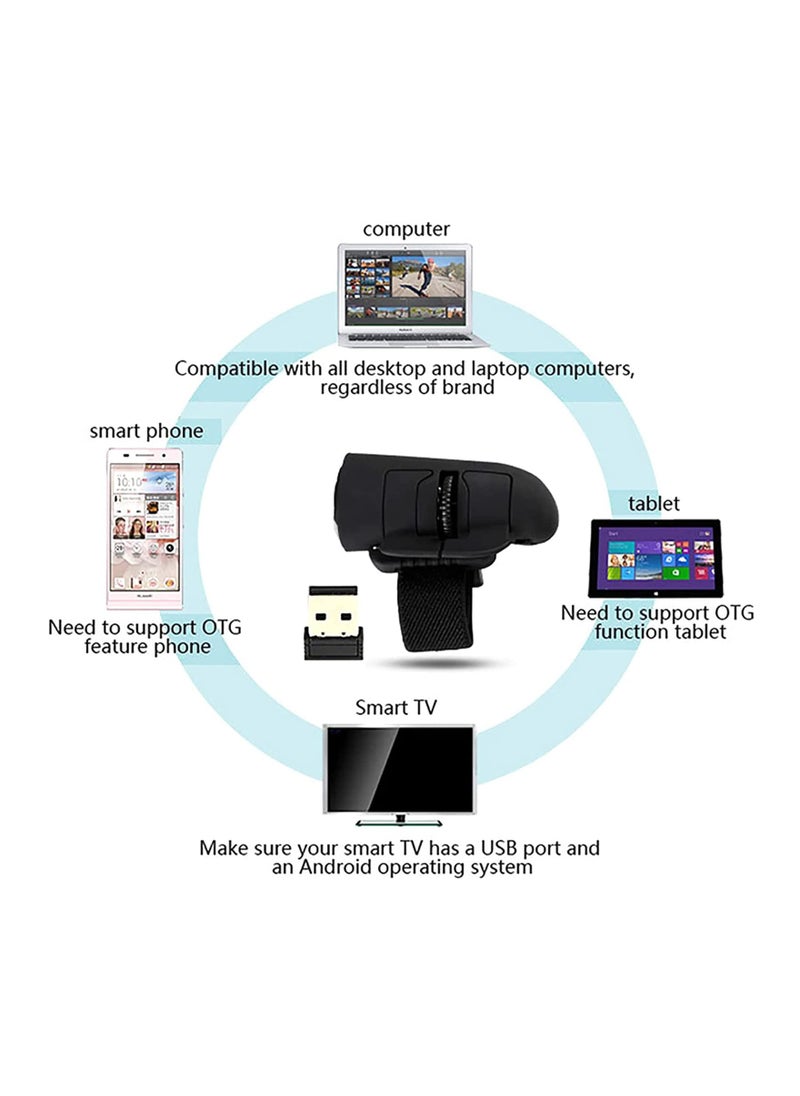 Finger Ring Mouse, Mini Bluetooth Wireless Finger Ring Mouse, 2.4GHz Lazy Finger Rings Optical Mouse, Photoelectric Resolution 1600DPI, for Computer, Laptop, Tablet