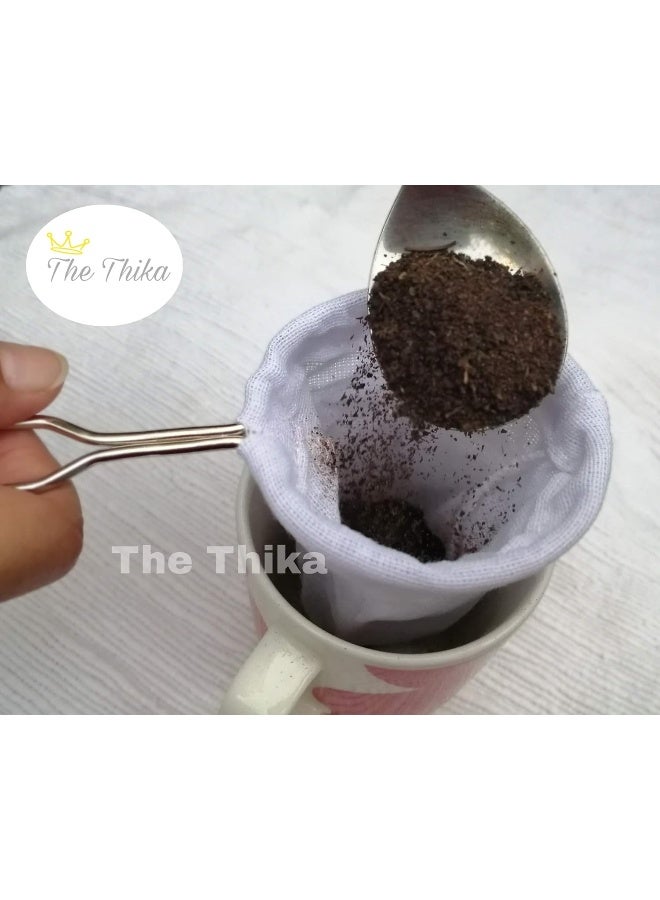 The Thika : 4” Small Reusable Coffee/Tea Filter Traditional Thai Style, Cloth Coffee Strainer, Thai Tea Strainer, Pour Over Coffee Dripper Filter  - Image 3