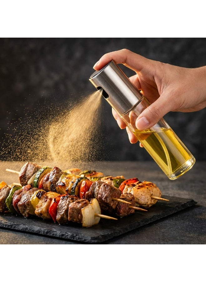 Premium Oil Sprayer Bottle for Cooking, Air Fryer, and BBQ - 100ml Glass Mister with Stainless Steel Pump for Healthy Meal Prep - Image 1