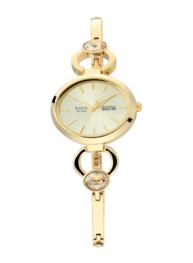 تيتان Raga Viva Champagne Dial Metal Strap Watch