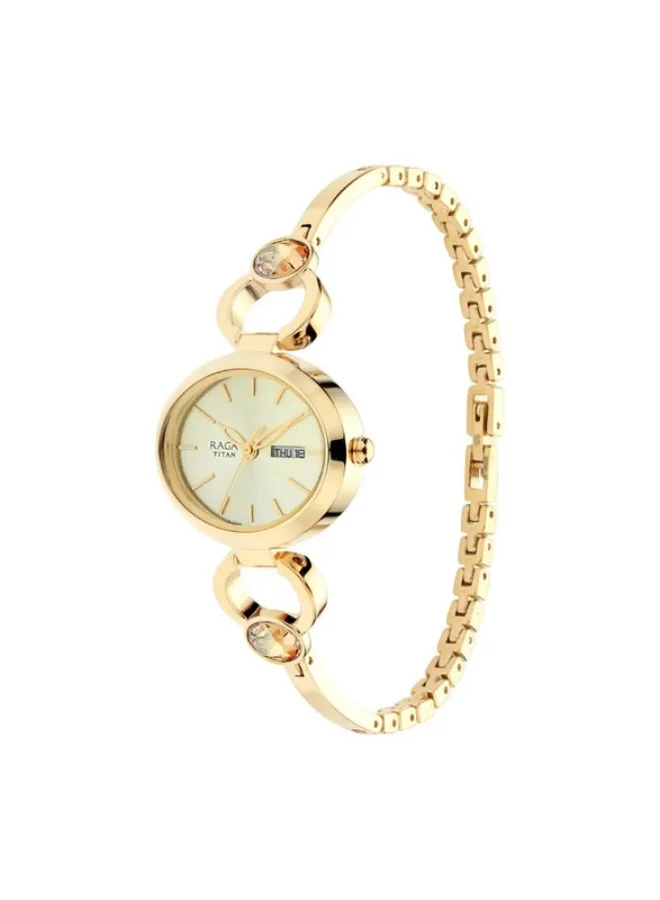 تيتان Raga Viva Champagne Dial Metal Strap Watch