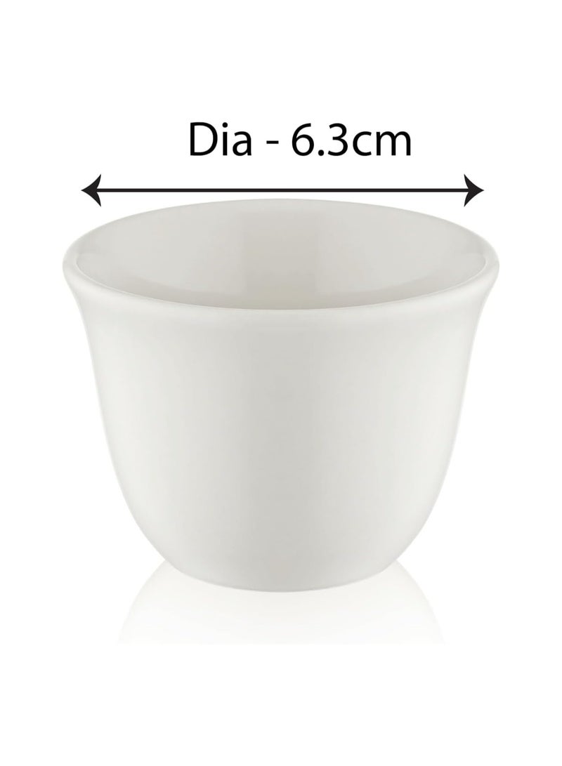 BLACKSTONE 60ML White Porcelain 12PC Set Cawa Cups designed for an elegant coffee experience, traditional Arabic drinkware collection with 6.3cm diameter made in Turkey - Image 3