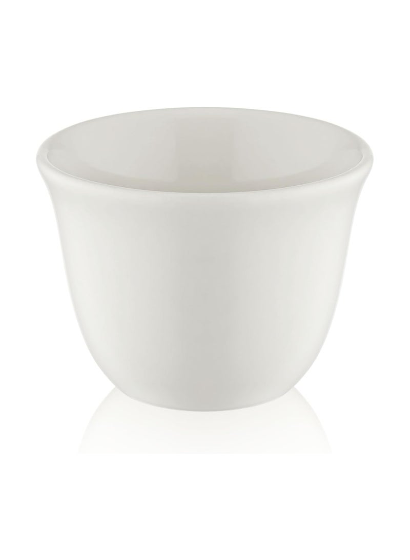 BLACKSTONE 60ML White Porcelain 12PC Set Cawa Cups designed for an elegant coffee experience, traditional Arabic drinkware collection with 6.3cm diameter made in Turkey - Image 2