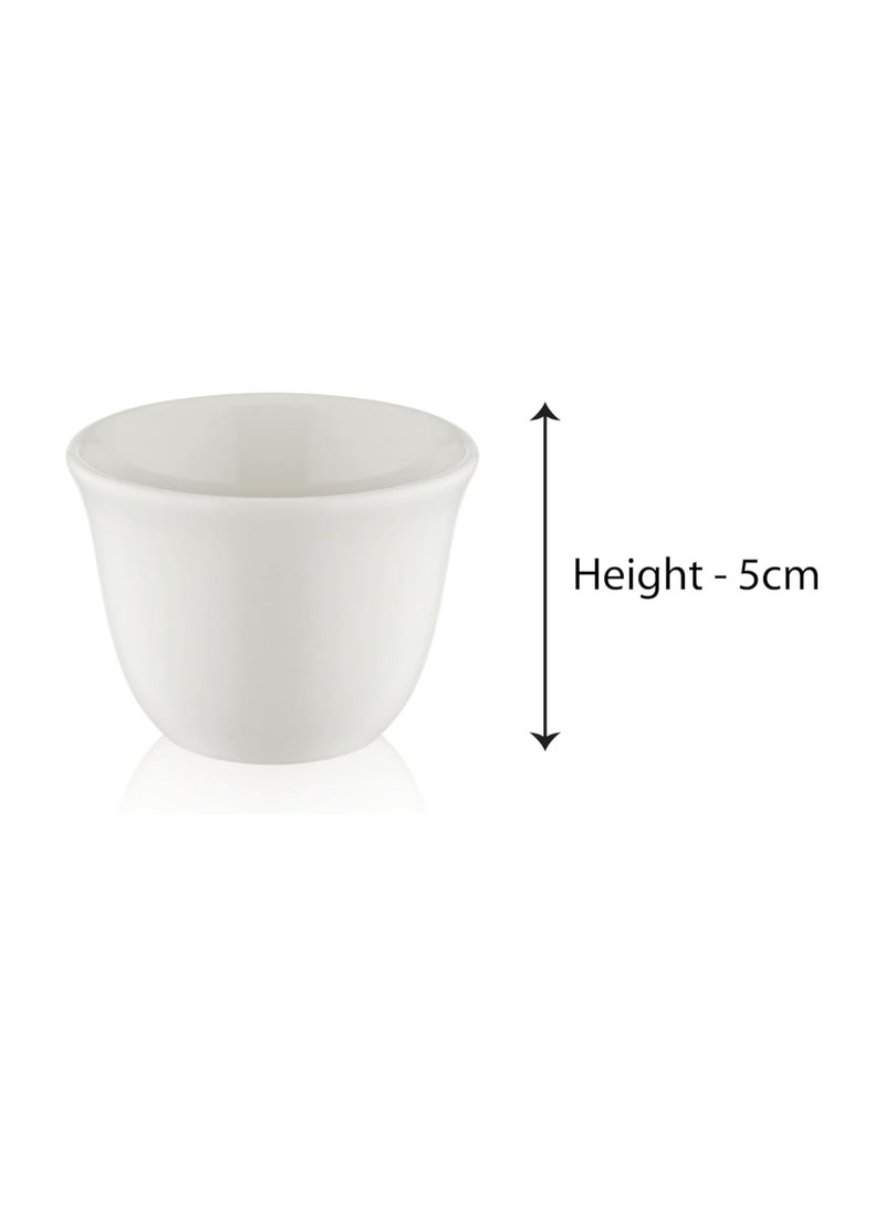 BLACKSTONE 60ML White Porcelain 12PC Set Cawa Cups designed for an elegant coffee experience, traditional Arabic drinkware collection with 6.3cm diameter made in Turkey - Image 4