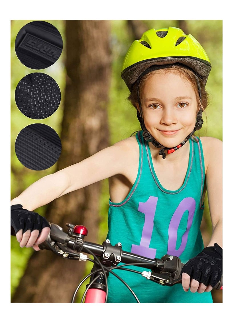 Excefore Kids Fingerless Cycling Gloves Mittens Breathable Non Slip Half Finger Bike Riding Gloves Shockproof Sports Training Gloves UV Protection Outdoor Skateboard Gloves for Boys Girls 6-10 Years  - Image 2