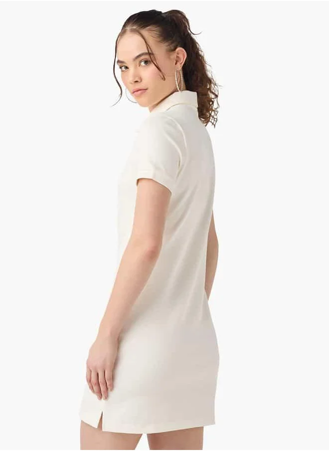كابا Kappa Logo Embroidered Polo Dress with Short Sleeves and Button Closure