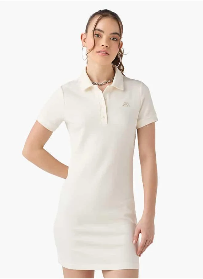 كابا Kappa Logo Embroidered Polo Dress with Short Sleeves and Button Closure