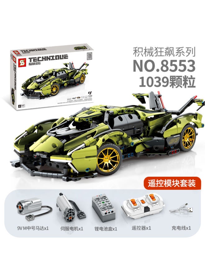 Jiazhi 8553 Aculation Machinery Crazy Rambo V12gt Remote Control Boy Assembled Small Particle Sports Car Model Diy Building Blocks - Image 4