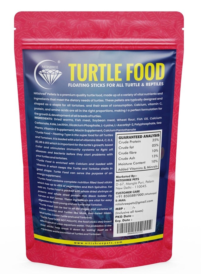 طعام نيتيشري للسلاحف | غني بالبروتين والخضراوات والسبيرولينا | يدعم النمو الصحي وتطور الصدفة | مدعم بمسحوق السمك والروبيان | غير ملوث وسهل الهضم - 150 غرام - Image 2