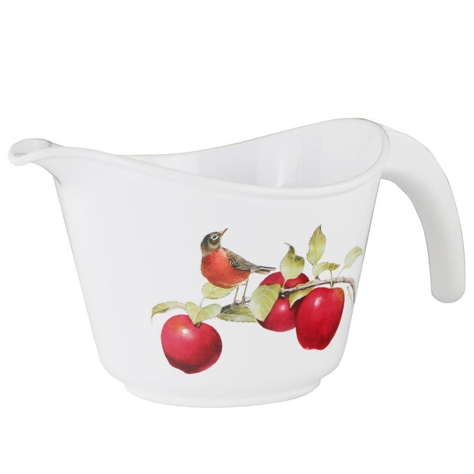 BATTER BOWL WITH POUR SPOUT NONSLIP BASE EROGONOMIC SPACE SAVING DETACHABLE HANDLE 2 QT HEAVY DUTY BPAFREE MICROWAVE DISHWASHER SAFE HARVEST APPLES