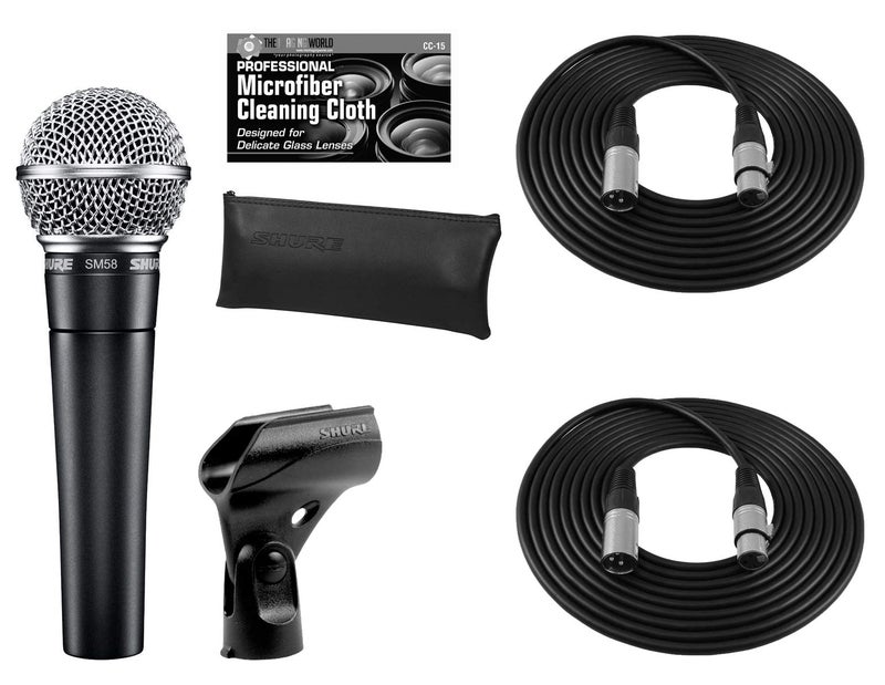 The Imaging World Shure SM58-LC Cardioid Dynamic Vocal Microphone + Extra Two (2) XLR Cables Bundle - Image 1