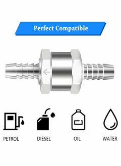 SYOSI 8mm One Way Aluminium Fuel Non Return Check Valve for Petrol Diesel Oil Water Chrome Car Auto Carburettor Low Pressure Systems (2 Packs)  - Image 3