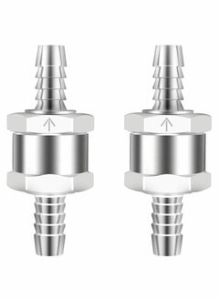 SYOSI 8mm One Way Aluminium Fuel Non Return Check Valve for Petrol Diesel Oil Water Chrome Car Auto Carburettor Low Pressure Systems (2 Packs)  - Image 1