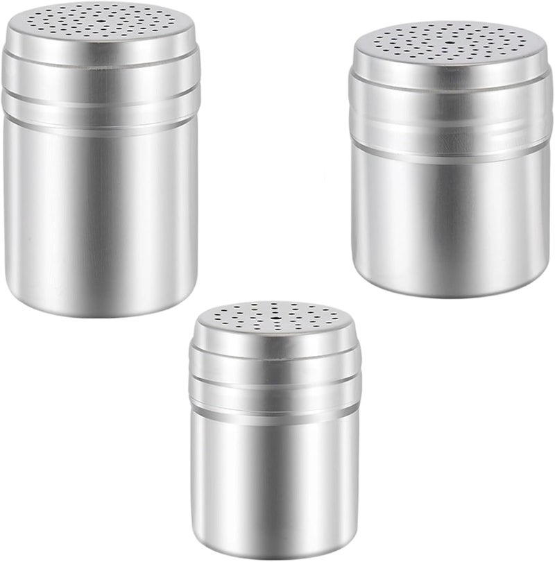 Pack of 3 Nonrust Steel Seasonings Jars Collection Metal Various Size Contemporary Design Easy Maintenance for Kitchen Counter Nonrust Steel Kitchens Tool Set - Image 1