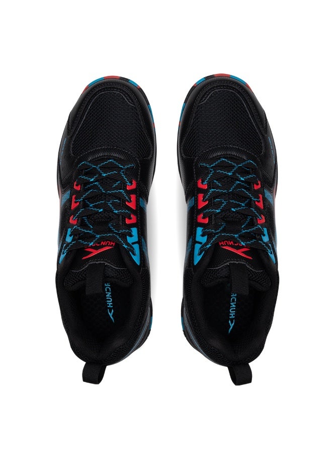HUNDRED أحذية ريز إليت للرياضيين غير المحددين (غير مميزة) مثالية أيضًا لتنس الطاولة، الكرة الطائرة، كرة السلة والرياضات الداخلية | خفيفة الوزن ومتينة | نعل X-Cushion، قبضة نشطة (أسود/أزرق/أحمر) EUR 39 - Image 5