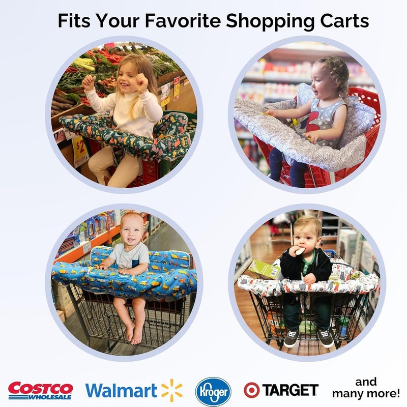 Suessie Shopping Cart Cover for Baby or Toddler | 2-in-1 High Chair Cover | Universal Fit for Boy or Girl | Includes Carry Bag | Machine Washable | Fits Restaurant Highchair (Dinosaurs) - Image 4