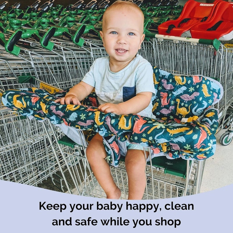 Suessie Shopping Cart Cover for Baby or Toddler | 2-in-1 High Chair Cover | Universal Fit for Boy or Girl | Includes Carry Bag | Machine Washable | Fits Restaurant Highchair (Dinosaurs) - Image 2