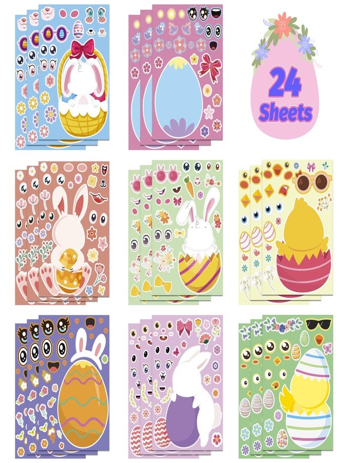 OHOME حشوات سلة عيد الفصح من OHOME - 24 ورقة ملصقات حرفية لعيد الفصح للأطفال | اصنع بنفسك بيضة أرنب سعيدة، هدايا عيد الفصح، حلويات، ألعاب، أنشطة، ديكور، لوازم حفلات للأطفال الصغار - Image 1