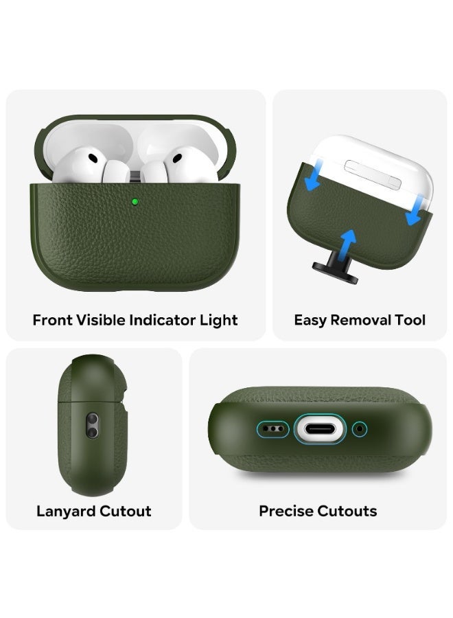 Arabest AirPods Pro 3 Case, Soft TPU Case for Apple AirPods Pro 3 with Hand Strap, Leather Touch Design, Tree Texture Airpods Pro 3 Case - Image 4