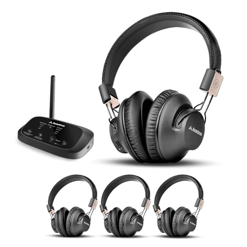 Avantree Quartet 2 - Wireless Group Listening Headphones & Transmitter for TV, Church, Classroom, Silent Discos, Plug & Play, 2.4GHz Expandable Multi-Headphone System with Low Latency & Clear Voice - Image 1