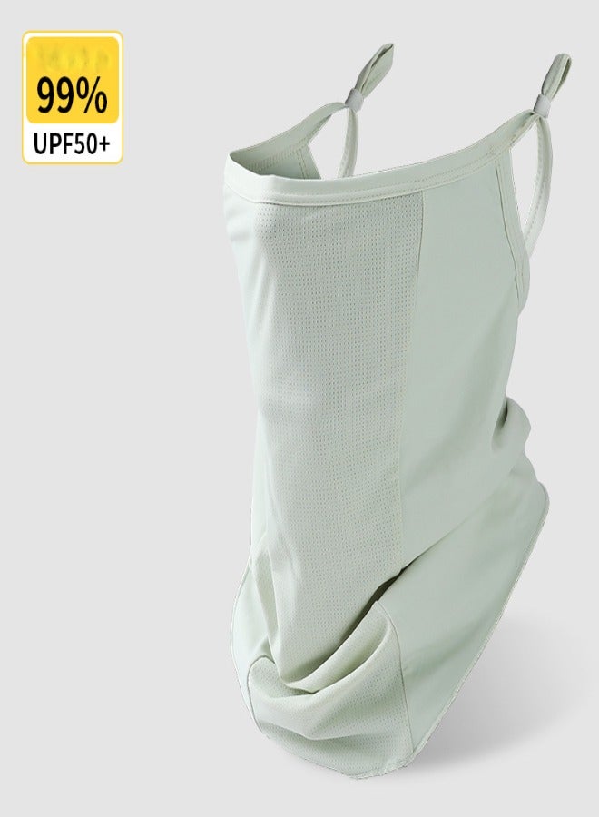 AROAQ Summer Ice Silk Sun Protection Face Mask for Men and Women – Outdoor Cycling, UV Protection, Breathable, Ear-Hanging, Neck Covering, Anti-Sun Mask (Light Green) - Image 1