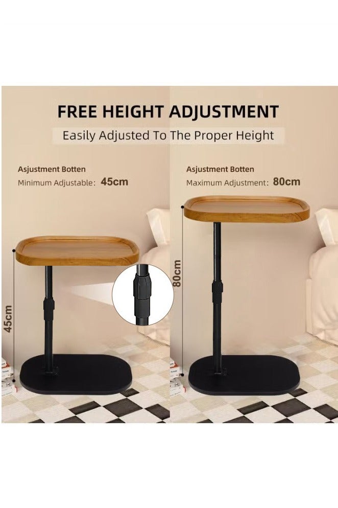 يوڠام طاولة جانبية على شكل C قابلة لتعديل الارتفاع دوران 360° طاولة نهاية على شكل C طاولات جانبية للكنبة طاولة خدمة تنزلق تحت طاولة قهوة صغيرة على شكل C طاولة نهاية للأريكة السرير حوض الاستحمام سطح دوار مرتفع - Image 2