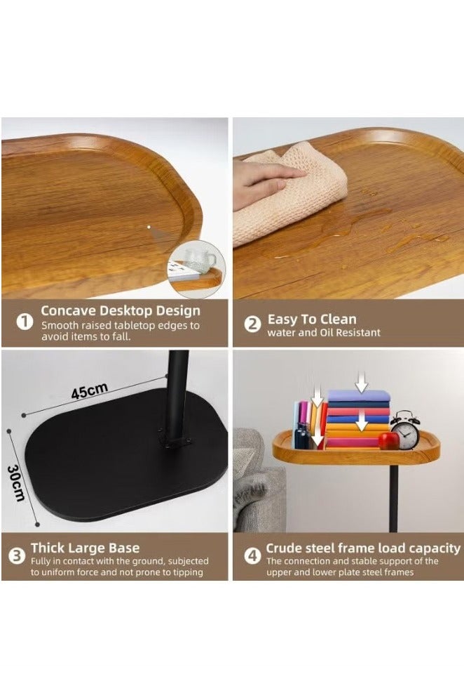 يوڠام طاولة جانبية على شكل C قابلة لتعديل الارتفاع دوران 360° طاولة نهاية على شكل C طاولات جانبية للكنبة طاولة خدمة تنزلق تحت طاولة قهوة صغيرة على شكل C طاولة نهاية للأريكة السرير حوض الاستحمام سطح دوار مرتفع - Image 3