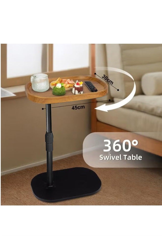 يوڠام طاولة جانبية على شكل C قابلة لتعديل الارتفاع دوران 360° طاولة نهاية على شكل C طاولات جانبية للكنبة طاولة خدمة تنزلق تحت طاولة قهوة صغيرة على شكل C طاولة نهاية للأريكة السرير حوض الاستحمام سطح دوار مرتفع - Image 4