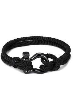 Oasisgalore Men Braided Bracelets Rope Wristband Bracelet and Steel Magnetic Braided Cuff Bracelet Anniversary Gift for Husband  - Image 1