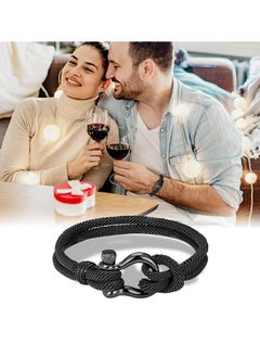 Oasisgalore Men Braided Bracelets Rope Wristband Bracelet and Steel Magnetic Braided Cuff Bracelet Anniversary Gift for Husband  - Image 3