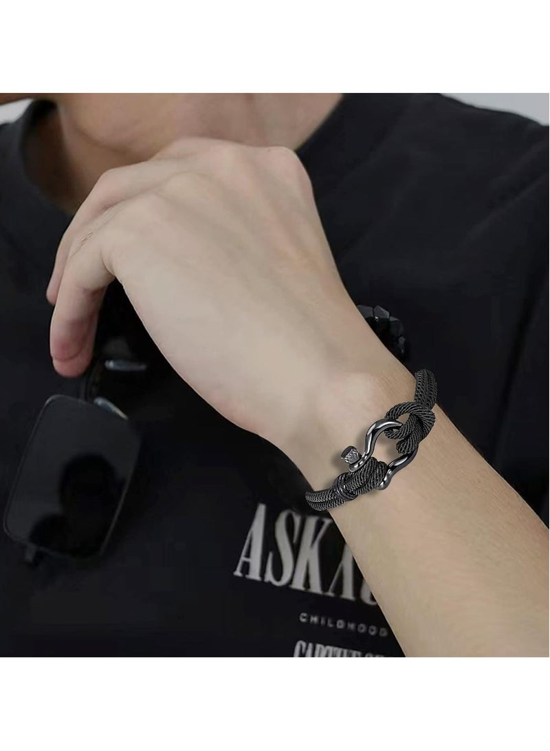 أوزيغالور جلدان مرويان للرجال، حبال اليد، وسوار اليد المروي مع المغناطيس الفولاذي، هدية الذكرى للزوج - Image 4