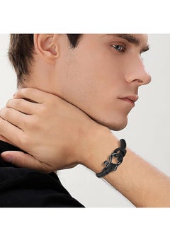 Oasisgalore Men Braided Bracelets Rope Wristband Bracelet and Steel Magnetic Braided Cuff Bracelet Anniversary Gift for Husband  - Image 5