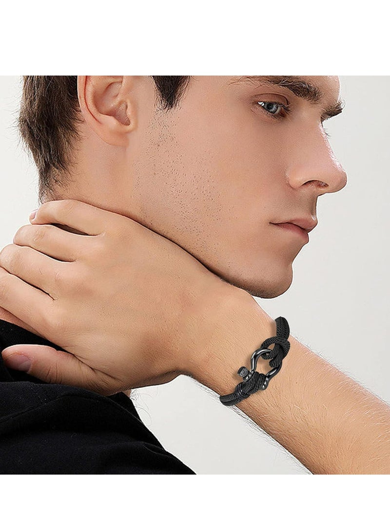 أوزيغالور جلدان مرويان للرجال، حبال اليد، وسوار اليد المروي مع المغناطيس الفولاذي، هدية الذكرى للزوج - Image 5