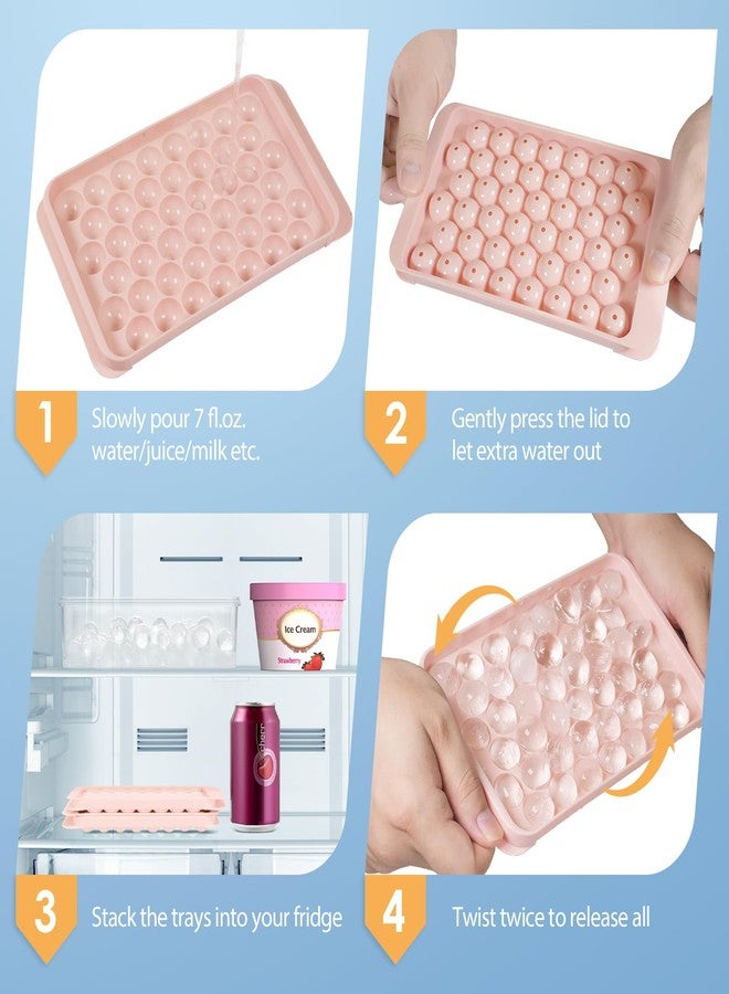 WIBIMEN Ice Cube Tray with Lid and Bin - Round Ice Trays for Freezer with Lid - Ice Cube Trays for Freezer with Ice Container (0.8"-2PACK Pink) - Image 4